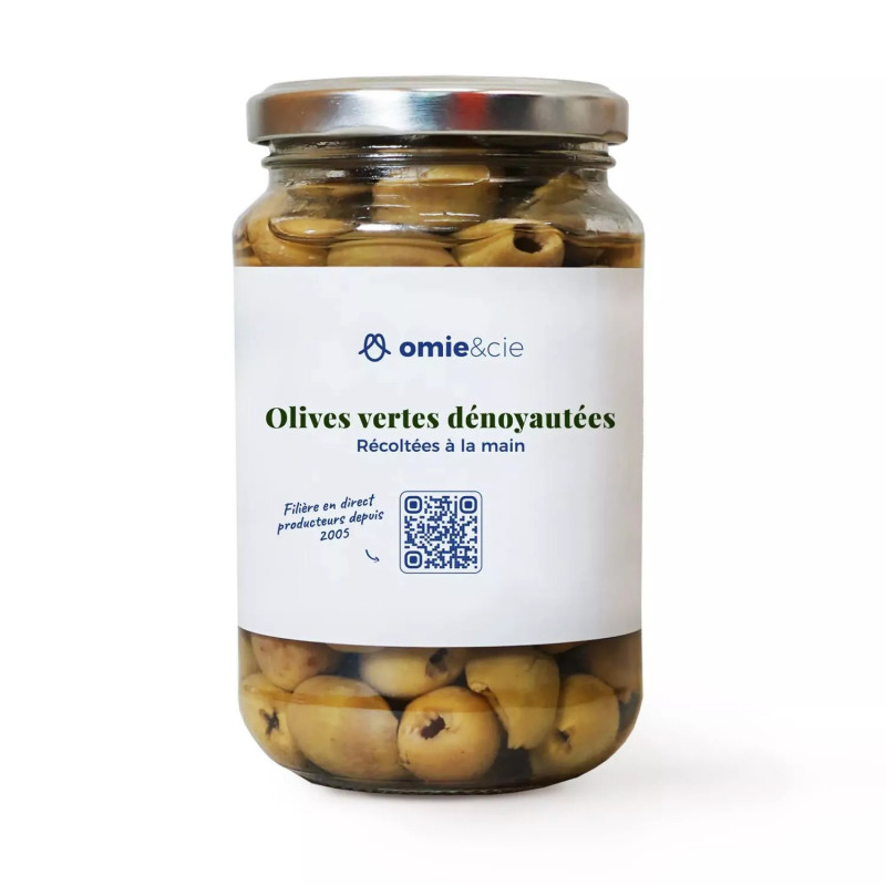 Olives vertes dénoyautées Omie 340g